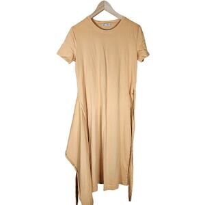 ZARA Yellow Gold Tie-Front Wrap Short Sleeve Casual Midi/ Maxi Shirt Dress SZ M